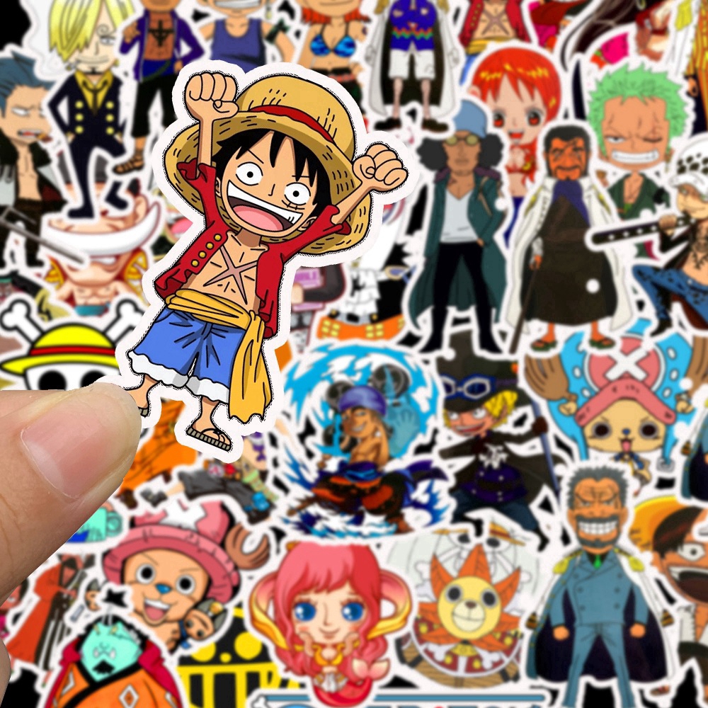 50pcs/pack Anime ONE PIECE Luffy Stickers For Car Laptop PVC Home Decal Pad  Bicycle Waterproof Decal