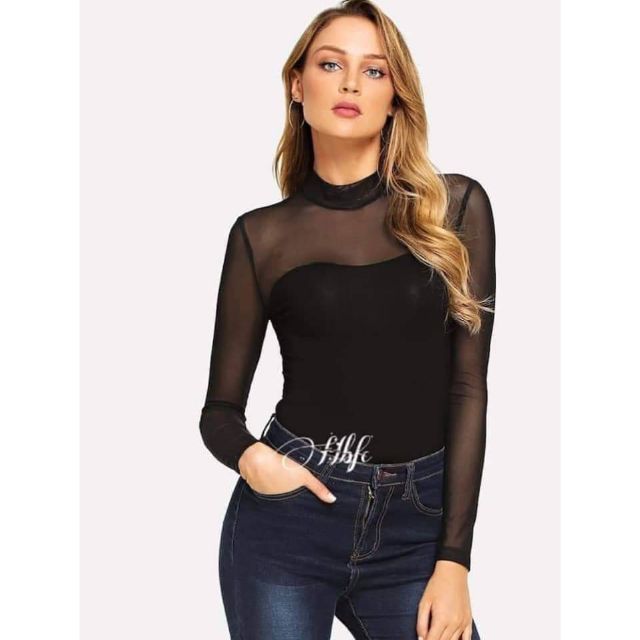 Long Sleeved Mesh Top