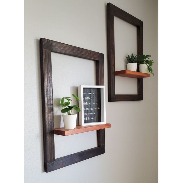 Wooden on sale frame shelf