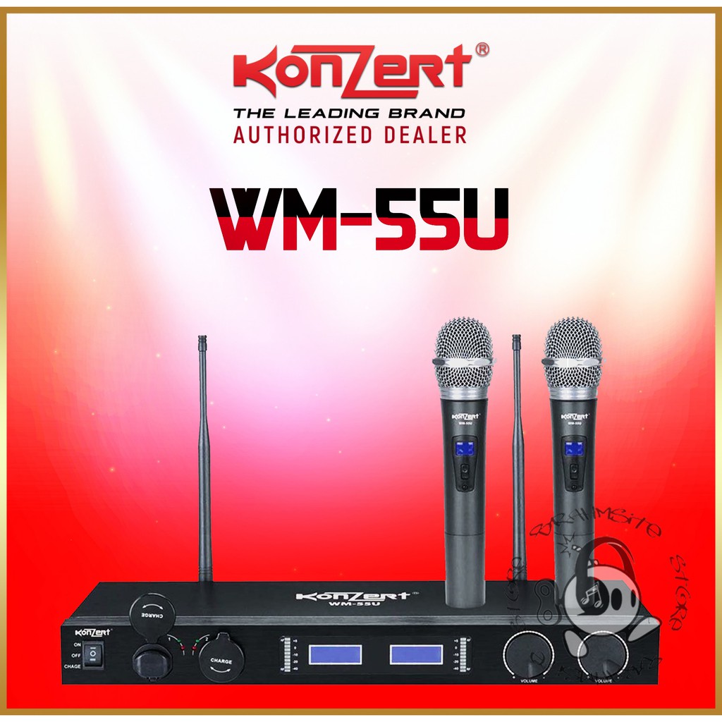 Konzert WM 55U Dual Channel UHF Wireless Microphone Shopee