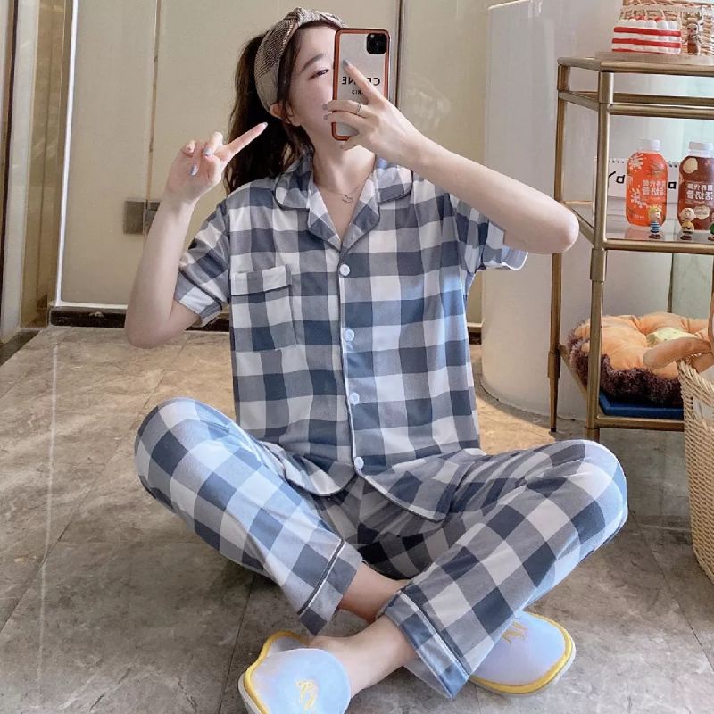 Checkered Sleepwear Shortsleeve pajama Cotton Shopee Philippines