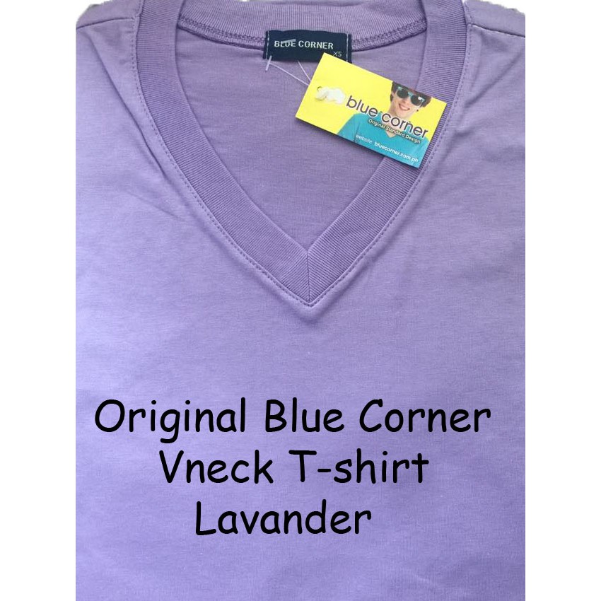 blue corner v neck white