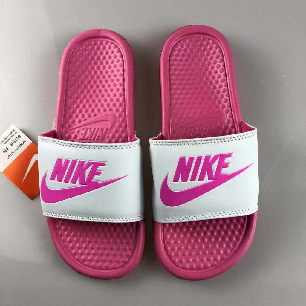 Pink sales nike slippers