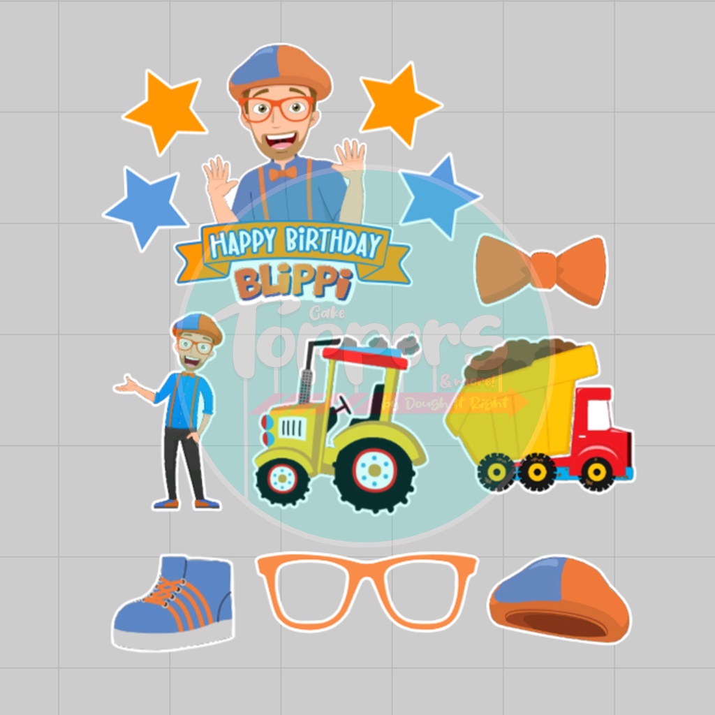 Blippi Cake Topper Png Printable Birthday Number Vectorency Off