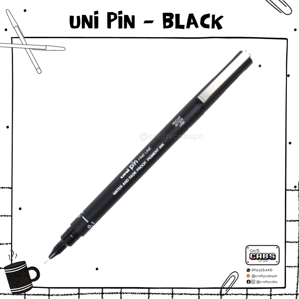Uni Pin Fineliner Drawing Pen - Black Ink - 1.0mm Nib - Pack of 3
