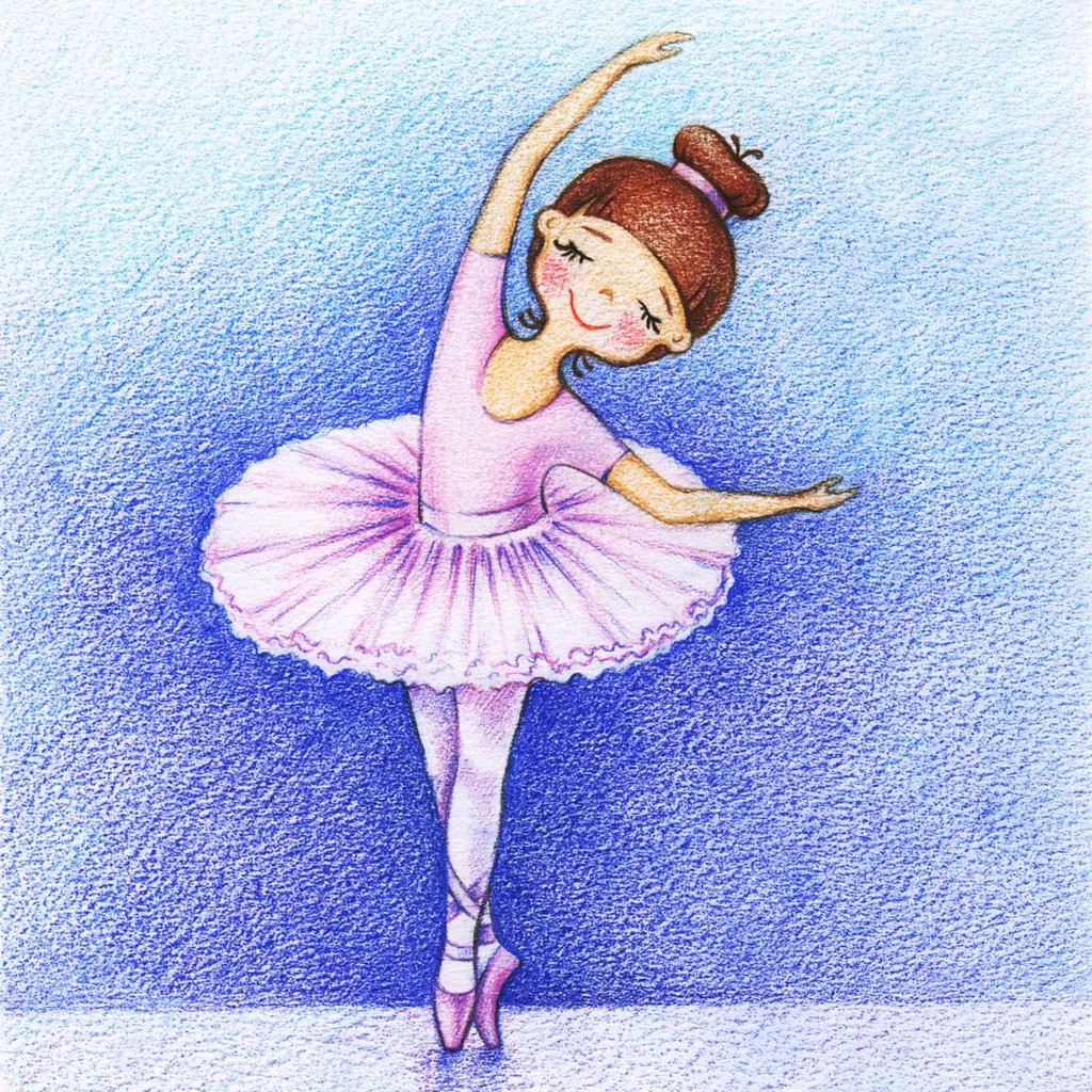 Балерина цветными карандашами