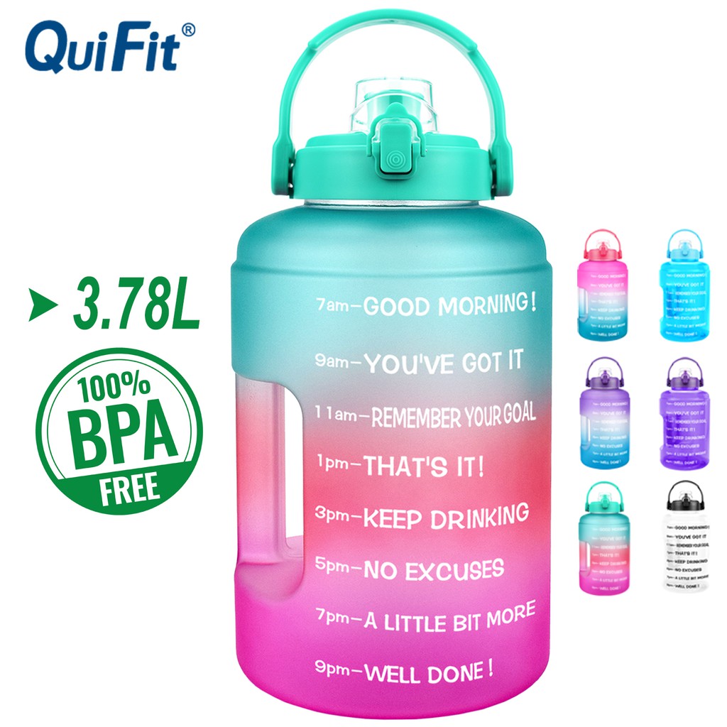 QuiFit Tritan Gallon Best Reusable Water Bottle With Flip Flop BPA