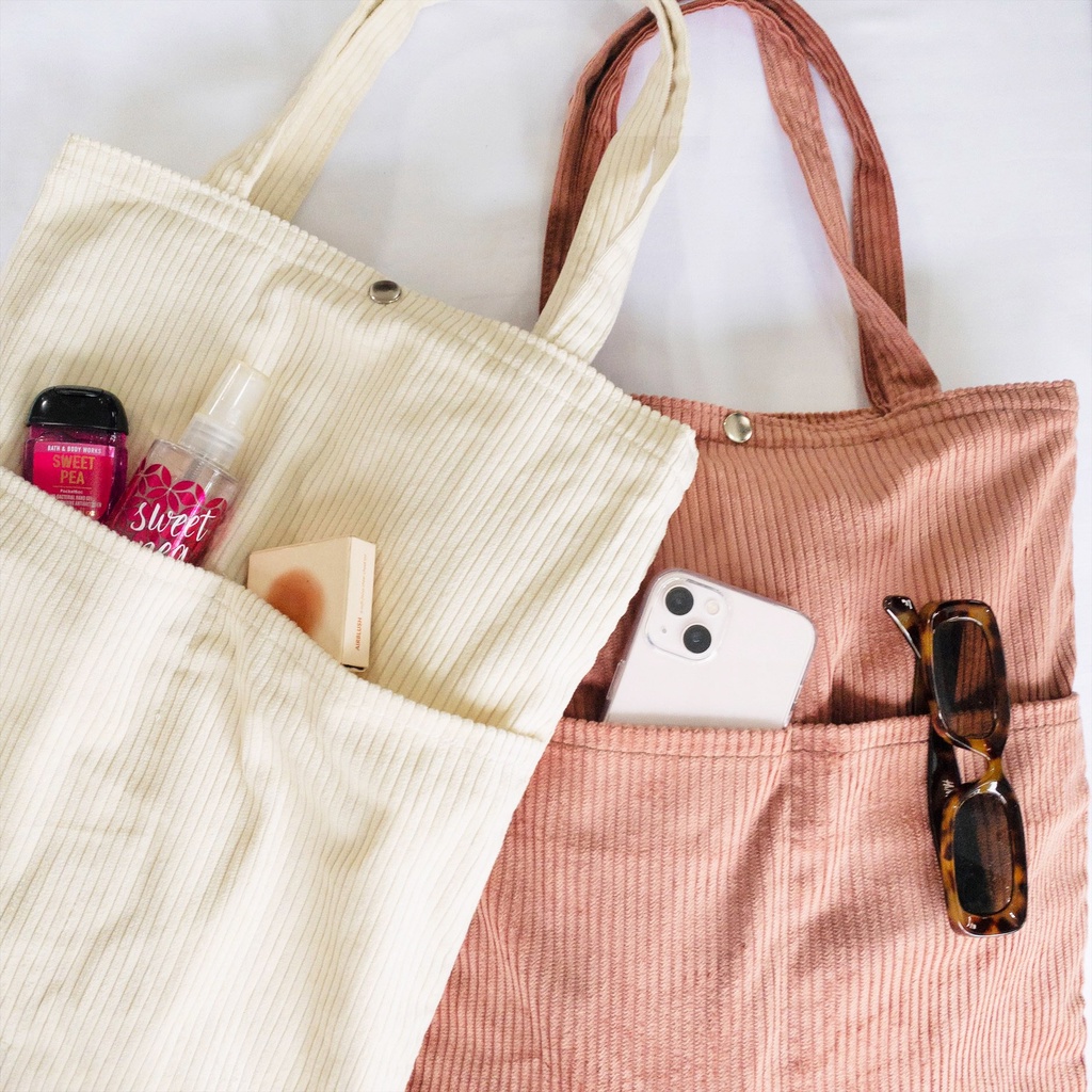 Basic Corduroy Tote Bag Shopee Philippines