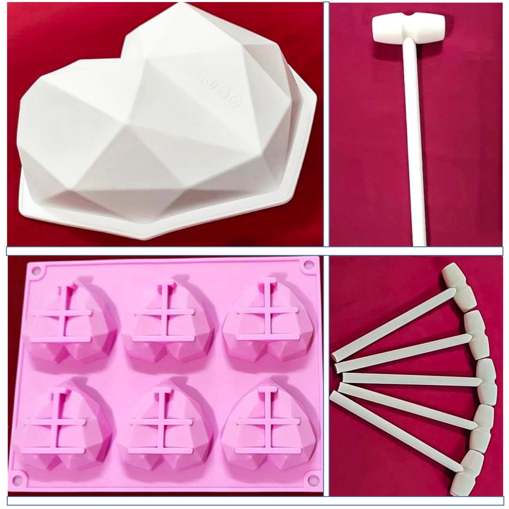 Mini Geometric Heart Mould, Heart Silicone Mold Hammer