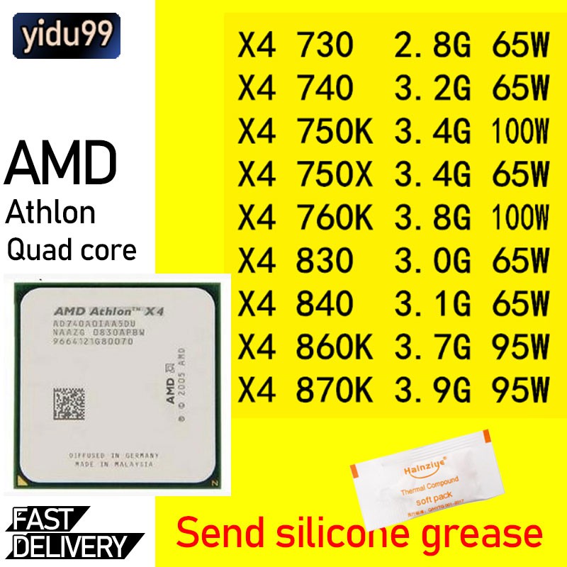 AMD Athlon II X4 730 740 750x 760K 830 840x 860k 870k FM2 FM2 quad