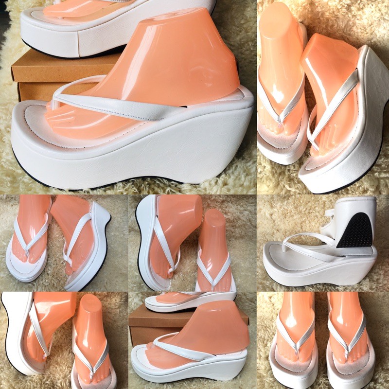 White wedge sale slippers