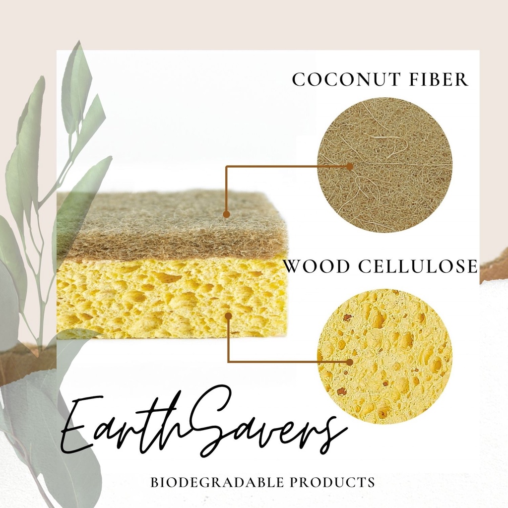 Coir Cellulose Dishwashing Sponge 3pc Set Eco Friendly Coconut