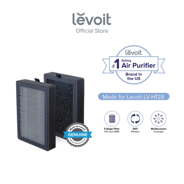 4 Packs Air Purifier Replacement for LEVOIT LV-H128-RF, 3-In-1 Pre