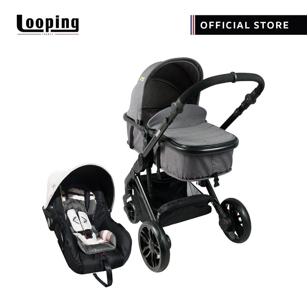 Looping Sydney Stroller with Carseat TS Black Frame Shopee