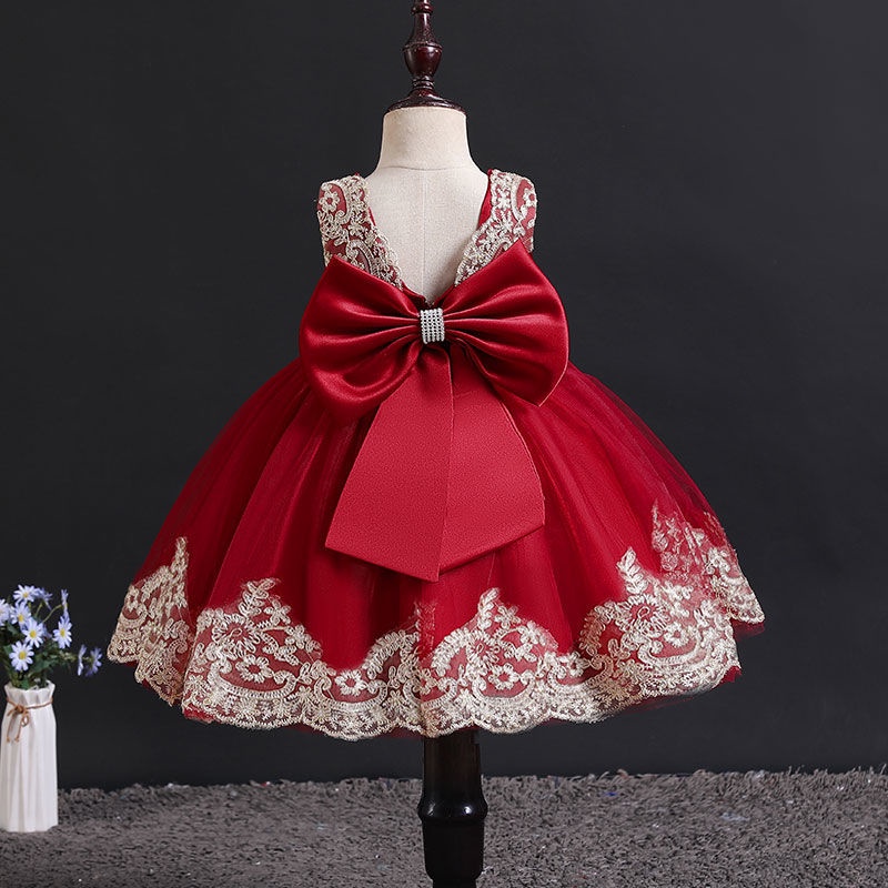 Red frock for 1 year best sale baby girl