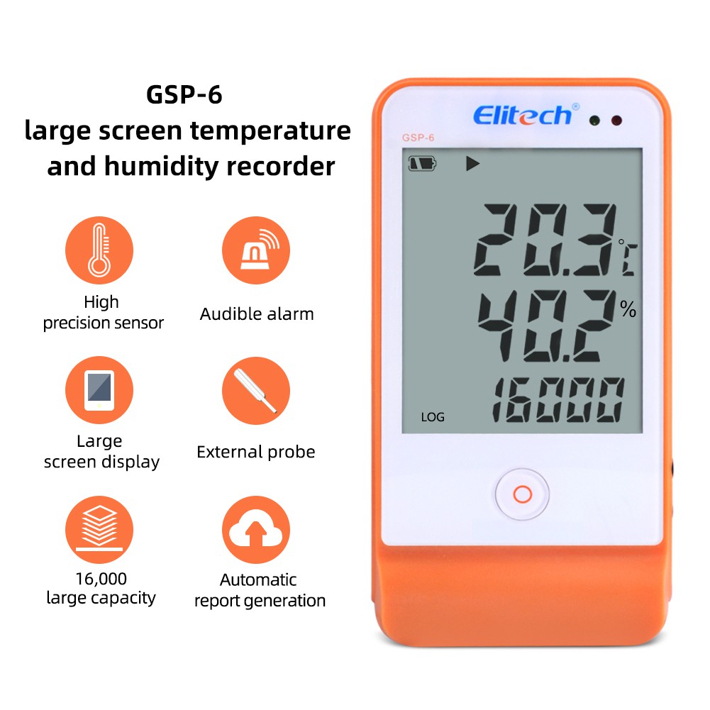 Elitech BT-3 LCD Indoor/Outdoor Digital Hygrometer Thermometer Humidity Monitor Room Temperature and Humidity Monitor with Clock and Min/Max Value