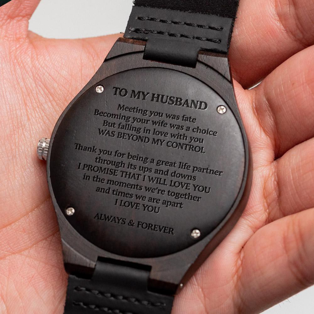 To my husband great life partner hot sale wood watch