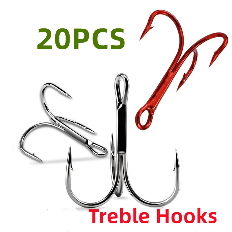 20Pcs 3X Strengthen Fishing Hook Treble Super Sharp Carbon Steel Lure Hooks