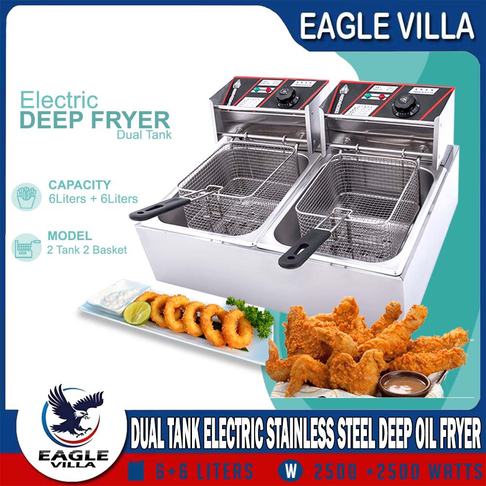Eagle Villa Double Deep Fryer Electric Stainless Steel Deep Oil