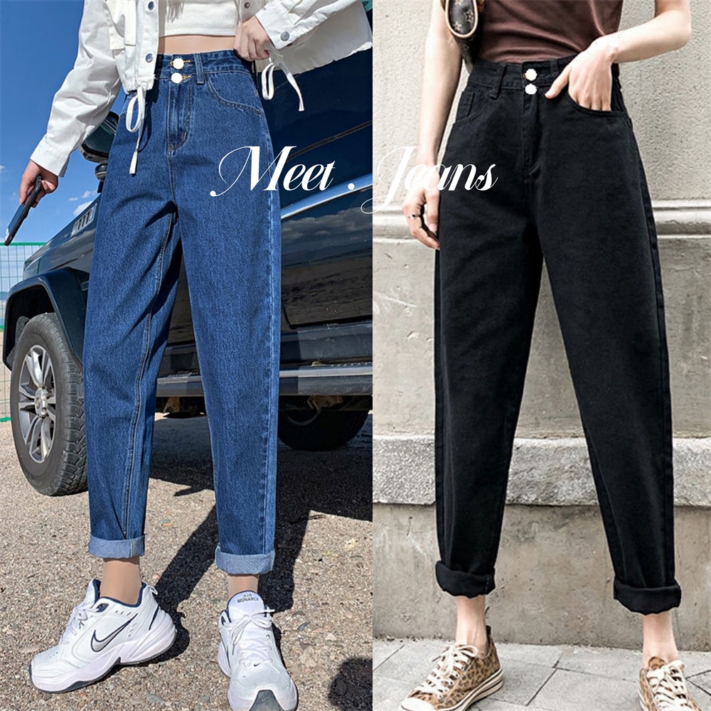 High Waist Boyfriend Jeans Korean Fashion MOMJEANS Comfortable