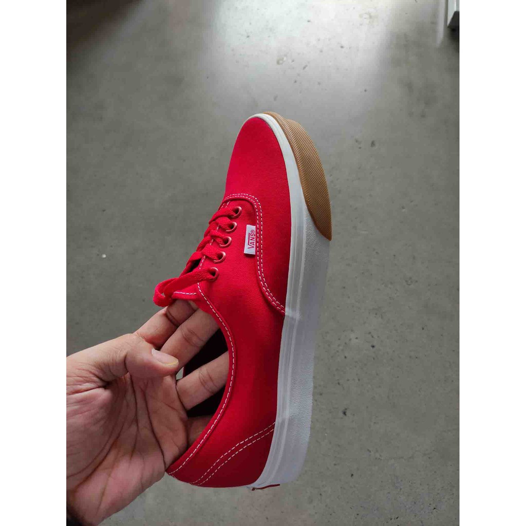 Vans authentic gum bumper hot sale red