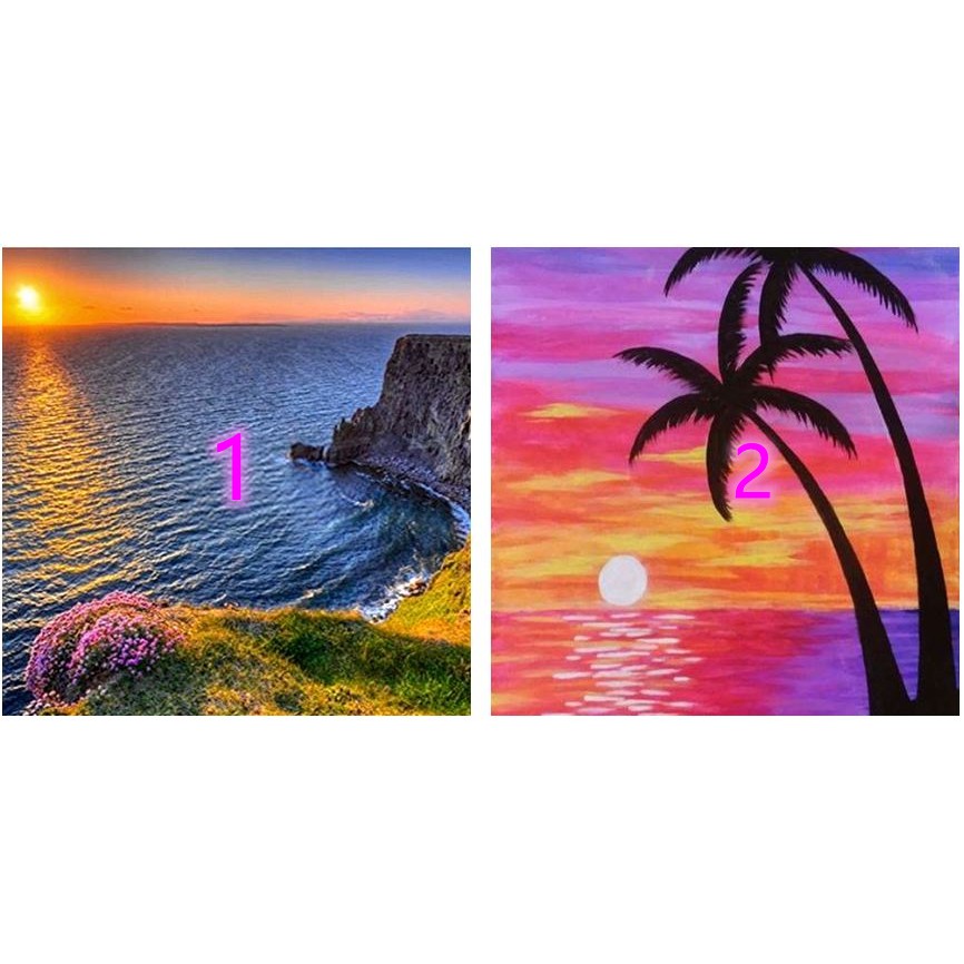 5D-DP Sunset Beach Full 5D Drill Diamond Painting Rhinestone Cross Stitch  Mosaic