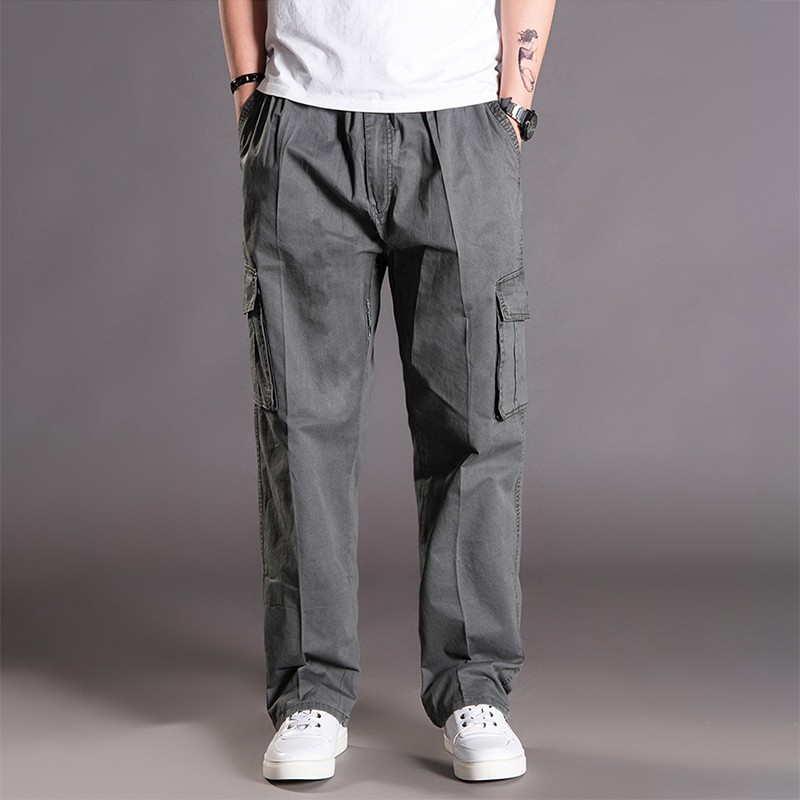 Men Loose Baggy Cargo Pants Trousers Hip Hop Pockets Casual Sports Pluse  Size