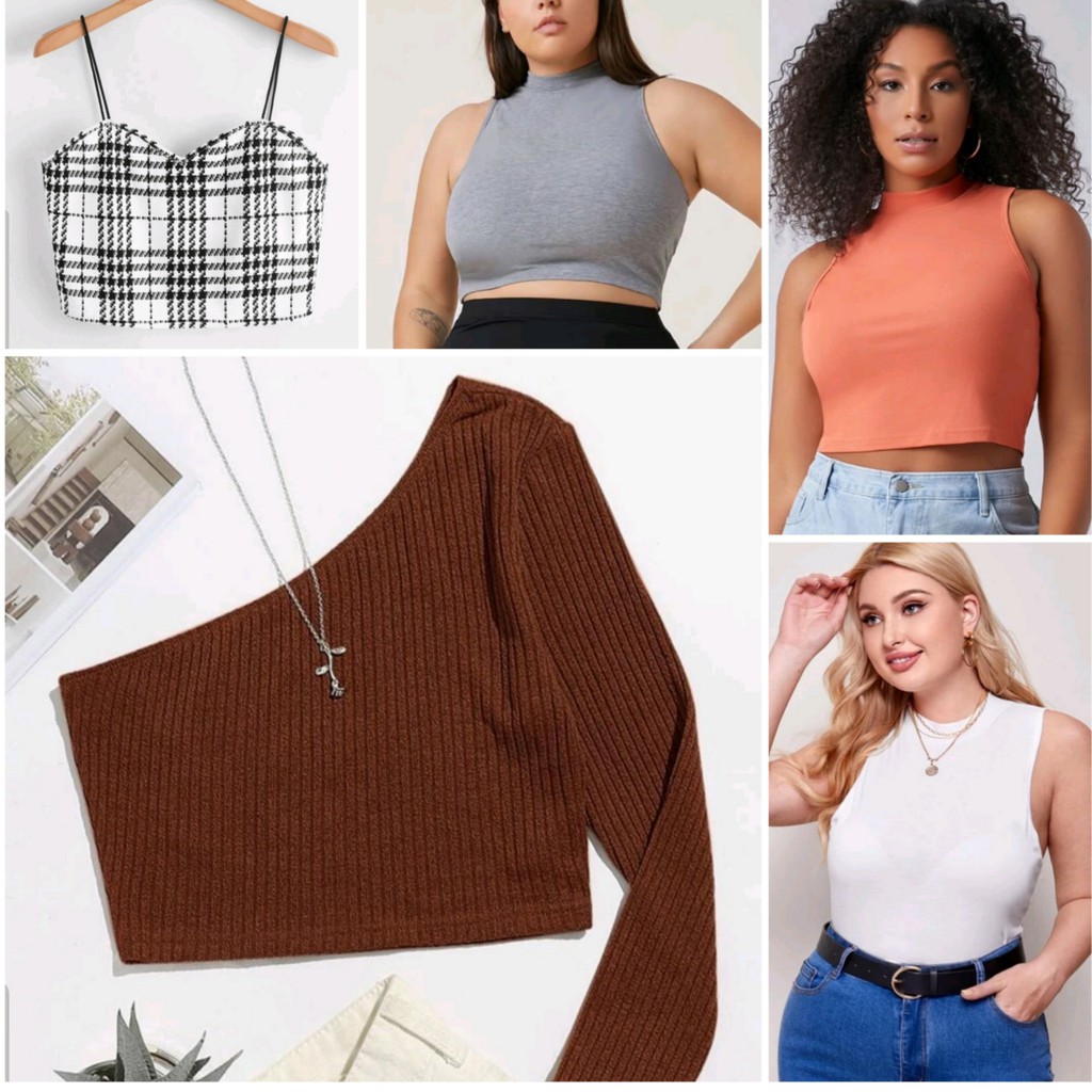 SHEIN CURVE PLUS SIZE TOPS XL - 2XL CROP TOPS EXTRA LARGE BIG SIZE [SHEIN  ORIGINAL]