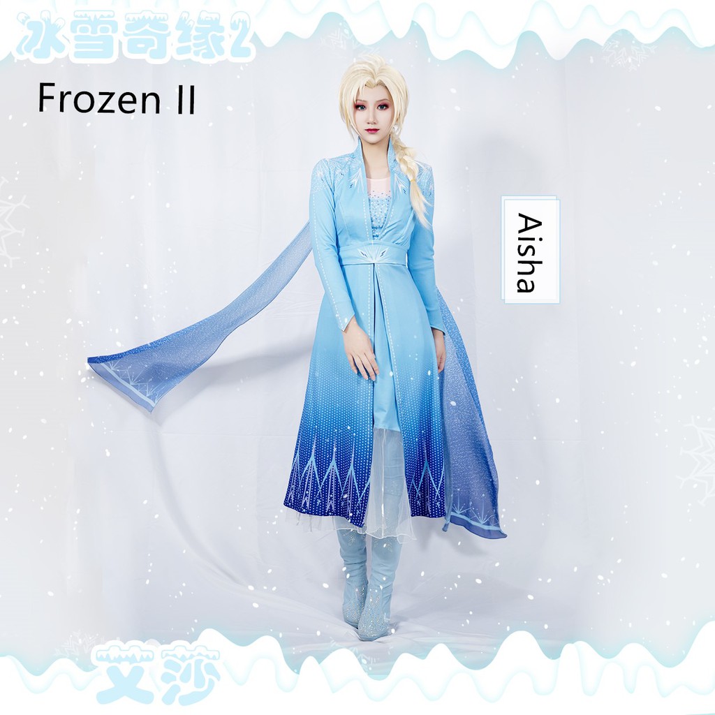 Disney Frozen 2 Elsa Set Dress cosplay Elsa Prom Dress Up Girl Party  Evening Dress