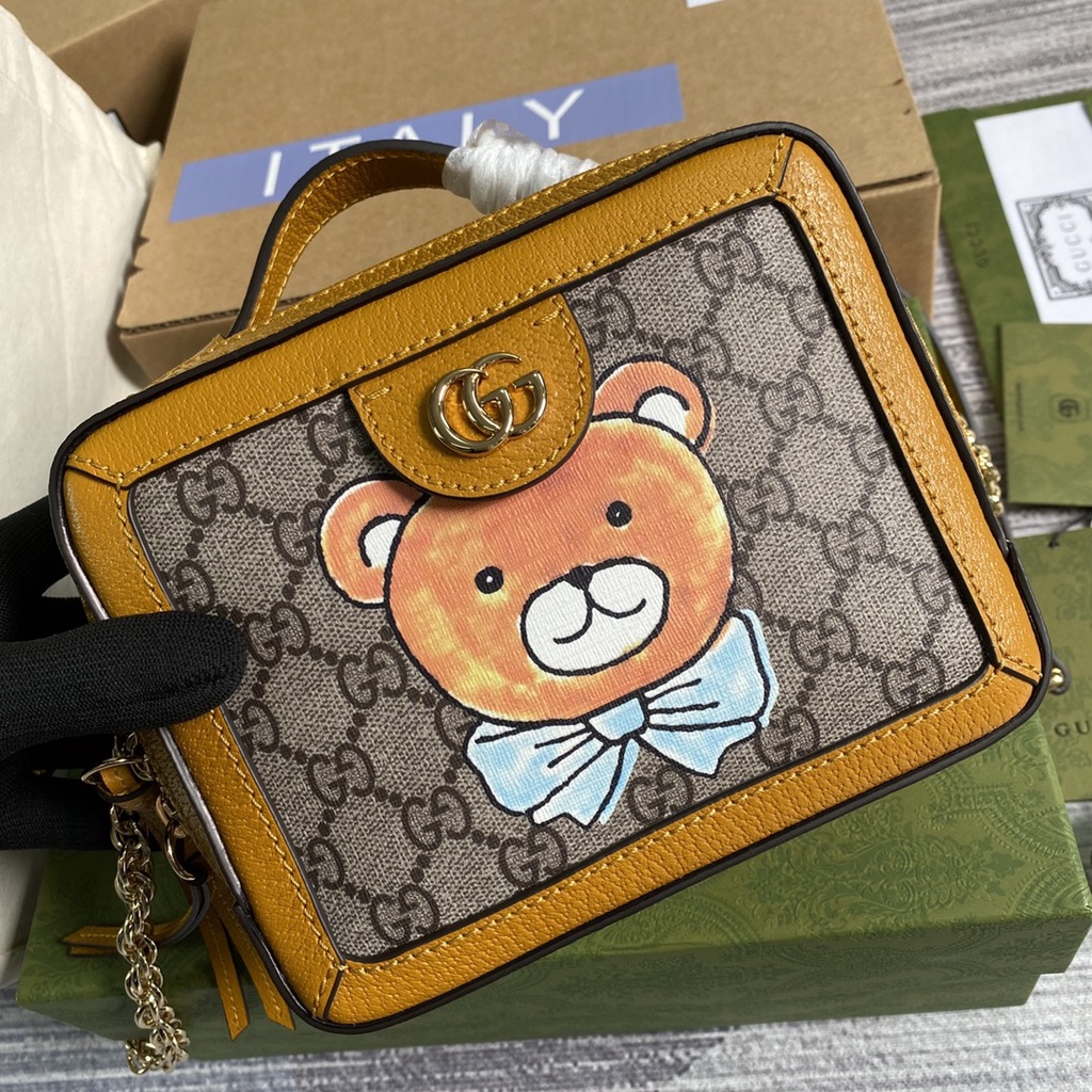 Brown Gucci Exo Kai Teddy Bear GG Supreme Tote Bag