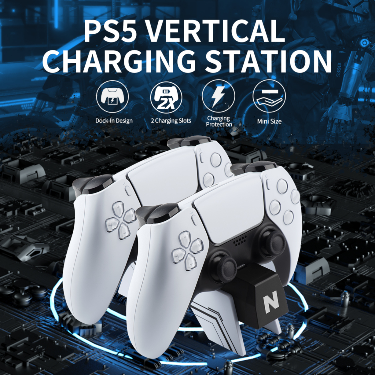 NiTHO Charging Station for PS5 & PS5 Edge Controllers, Controller Charger  Base Compatible with Playstation 5 / PS5 Edge Controller, PS5 Controller  Charger with LED Indicator - White : : Video Games