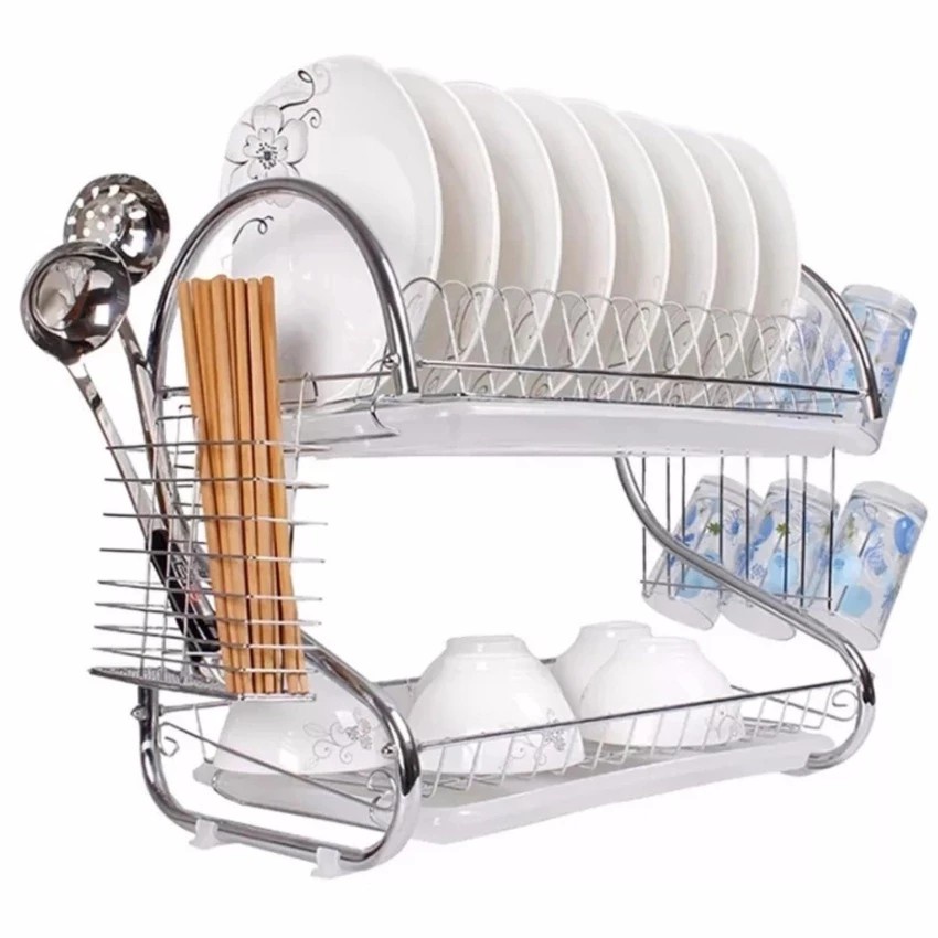 Melissa 2-Tier Stainless Steel Adjustable Over the Sink Dish Rack