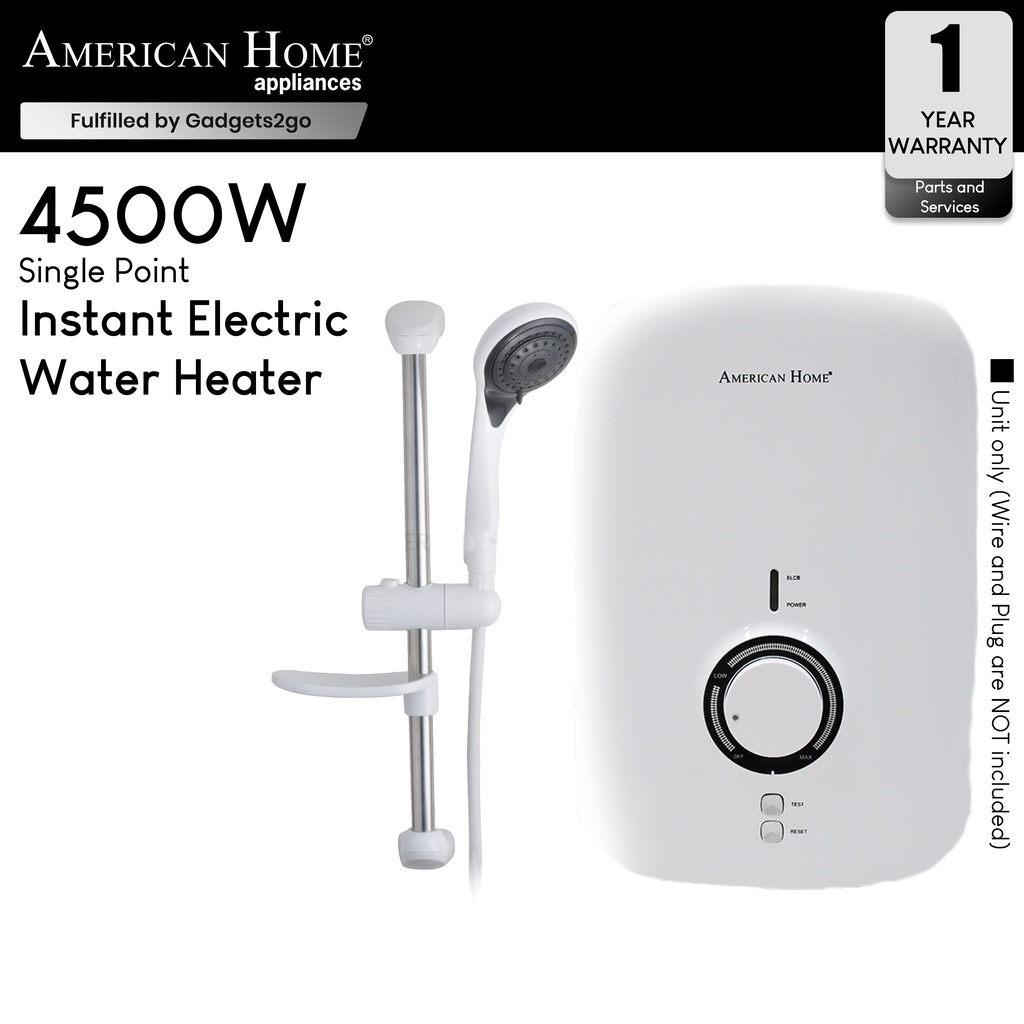 American Home Instant Electric Water Shower Heater Single Point Knob  Control AIWH-4500W | Shopee Philippines