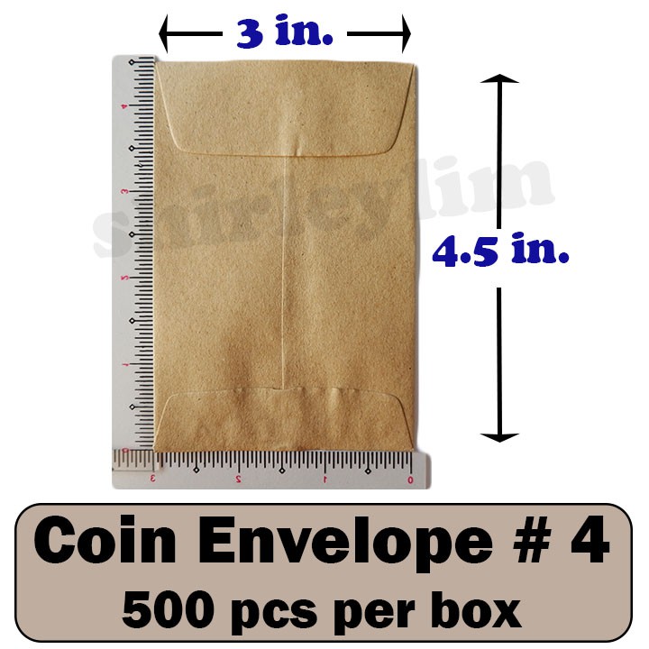 Kraft Coin Envelope Size No. 4 500 pcs Brown 3 in. x 4.5 in