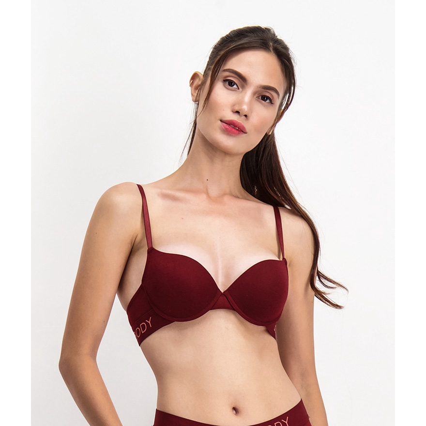 Bare The Push-Up Without Padding Bra 38DDD, Maroon Banner at