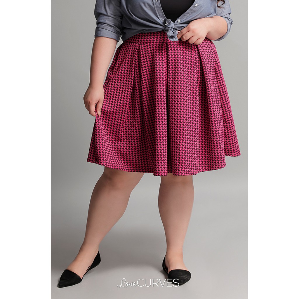 Love Curves Ph Plus Size Pleated Skirt with Side Pockets and Belt