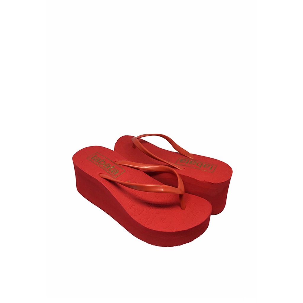 Red wedge best sale flip flops