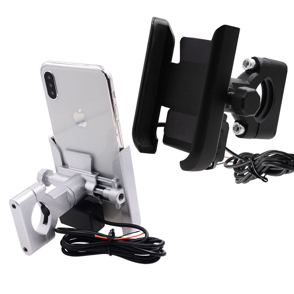 Aluminum alloy motorcycle bike Phone Holder with USB Charger adjustable  Moto handlebar mobile phone support Mount for 4.5-6.5 inch cellphone  support mount | Shopee Philippines