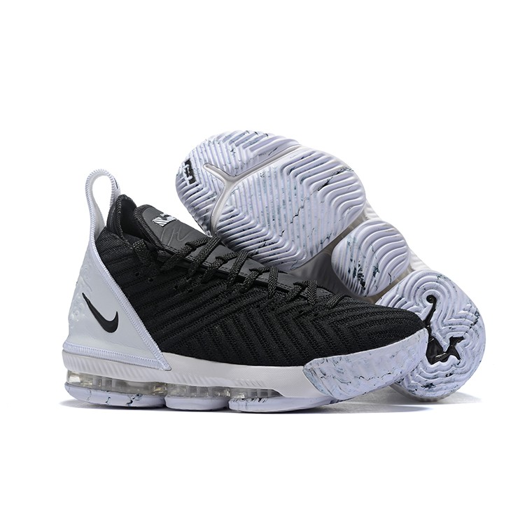 Nike lebron 16 hot sale black white