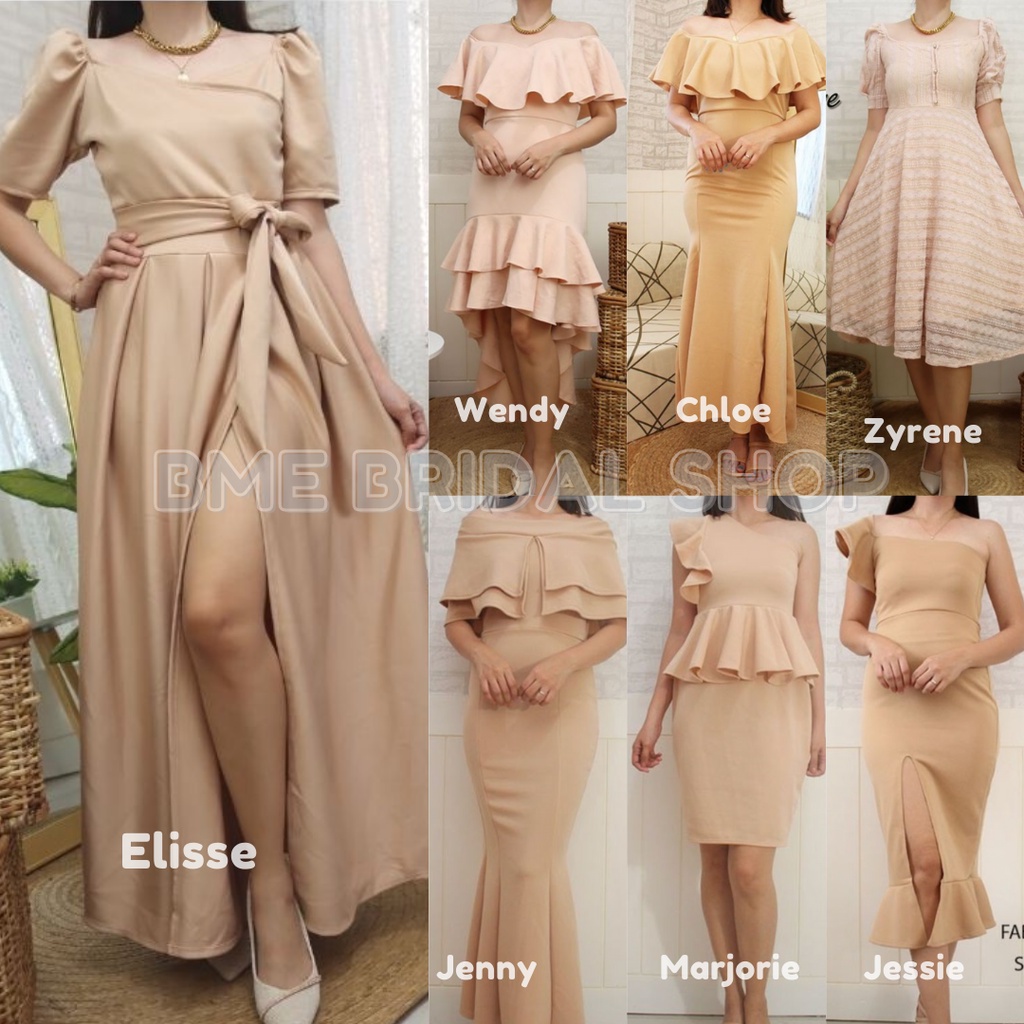 NUDE BEIGE NEOPRENE DRESSES Shopee Philippines