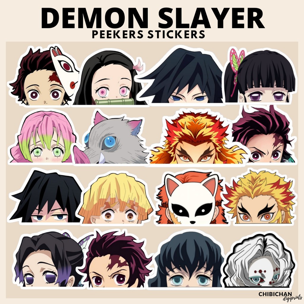 𝐀𝐧𝐢𝐦𝐞 𝐒𝐭𝐢𝐜𝐤𝐞𝐫𝐬] Demon Slayer | Kimetsu no Yaiba MINI Peekers -  waterproof stickers | Shopee Philippines