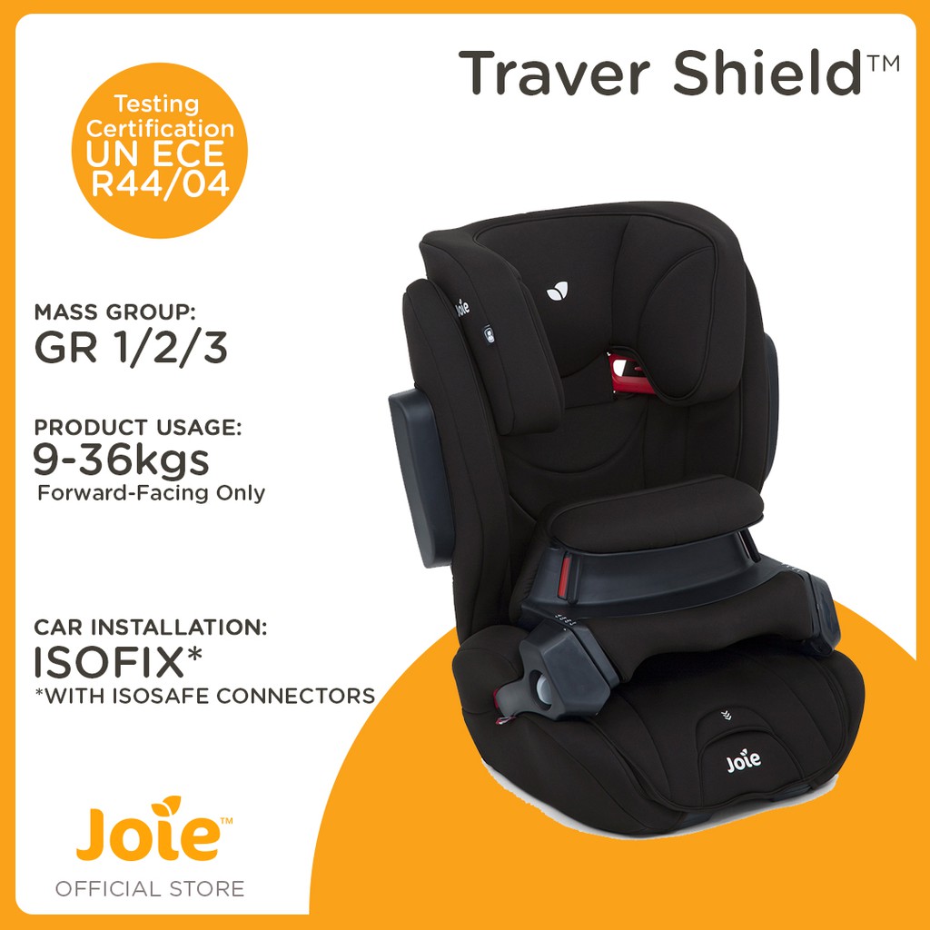 Joie Traver Shield Group 1/2/3 ISOFIX Car Seat - Coal (9 Months-12 Years)