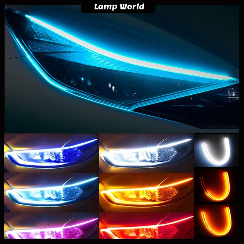 2pcs Flexible Car Led Light Strip Dual Color DRL Motorcycle Auto Headlight  Lamp Daytime Light