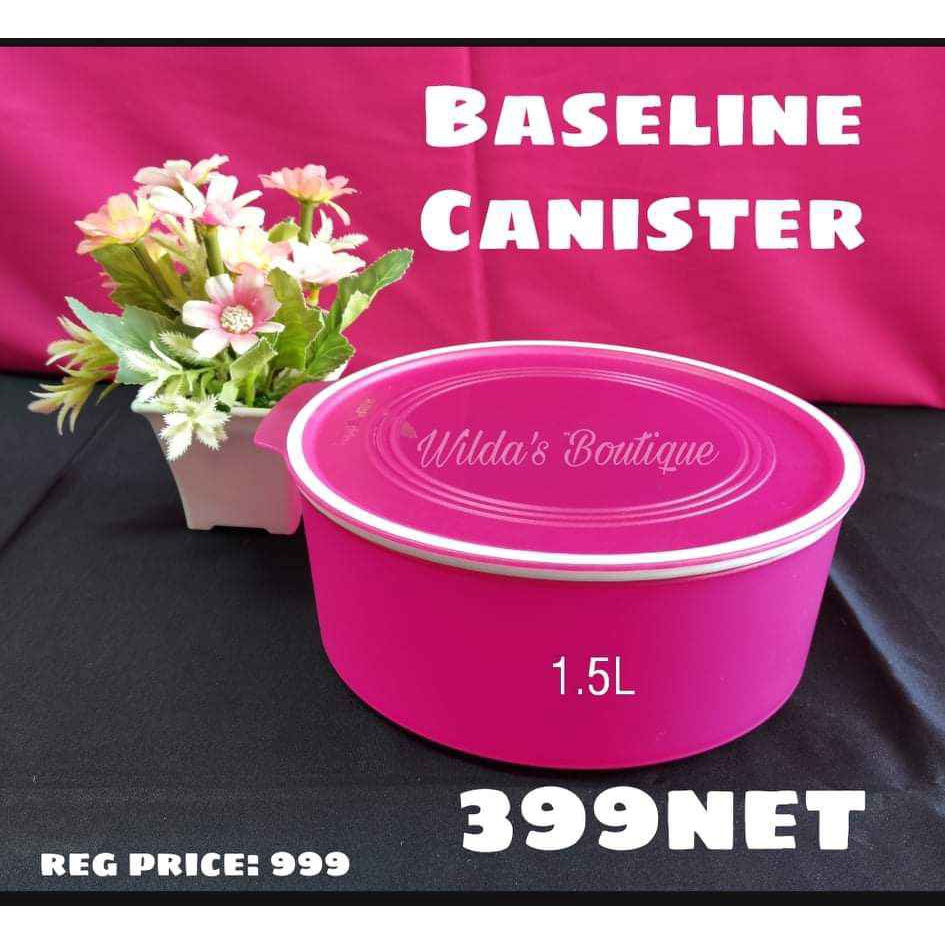 Pink Round Tupperware Baseline Cookie Canister