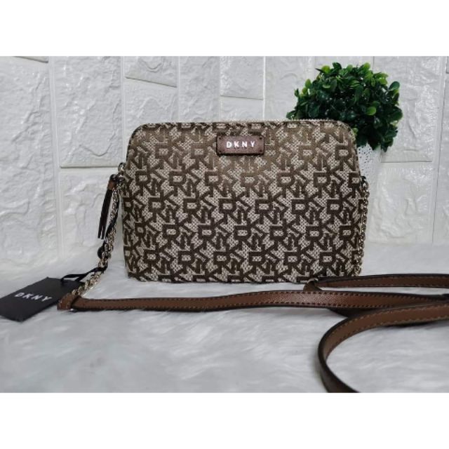 DNKY Bryant Park Top Zip Monogram-Print Crossbody Bag