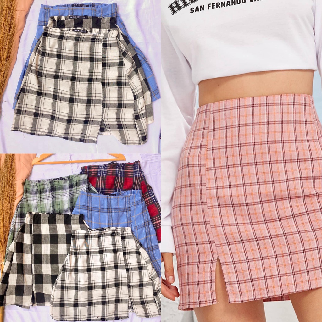 Checkered skirt outfits clearance tumblr