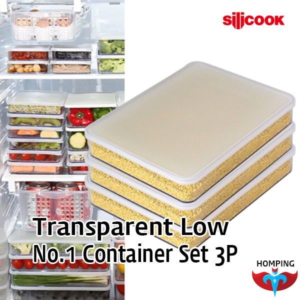 Silicook ] Fridge Food storage containers - Flat Medium set, 5pcs