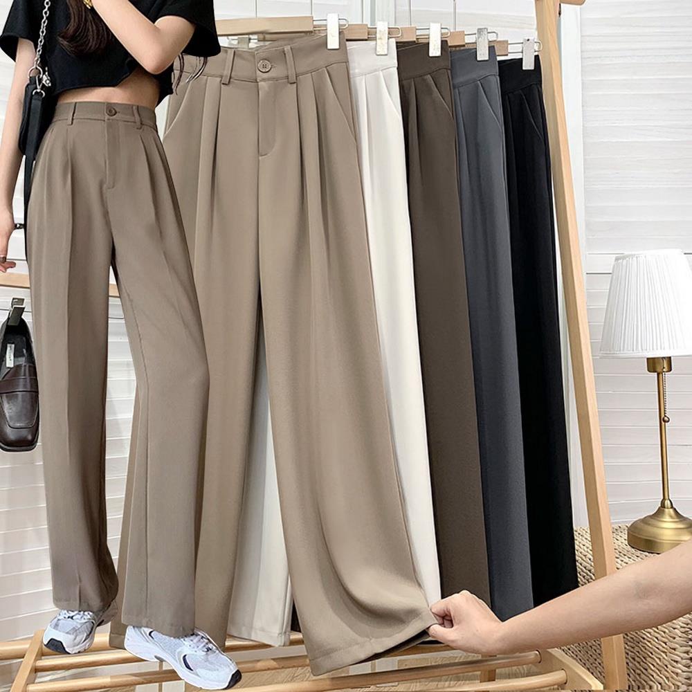 Trouser Wideleg Vintage Office Straight Cut Flare Pants for Ladies  Size:S-2XL Wide leg Trouser