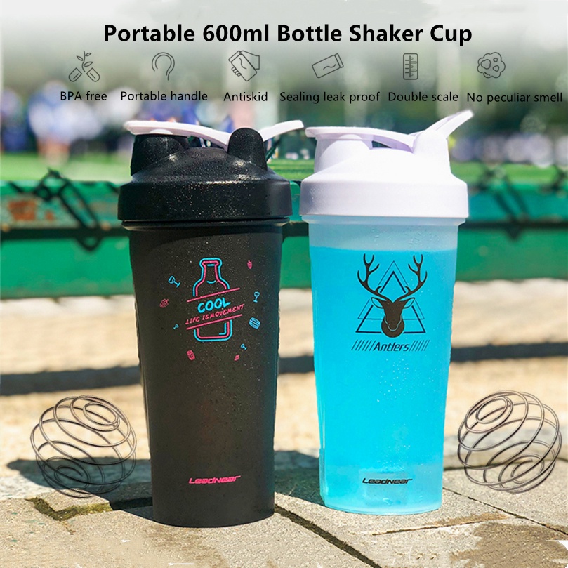 600ml Portable Protein Powder Shaker Cup Mixing Bottle Sports