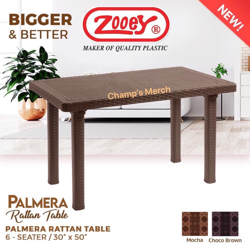 Zooey Rattan 6 Seater Table Plastic Palmera Shopee Philippines